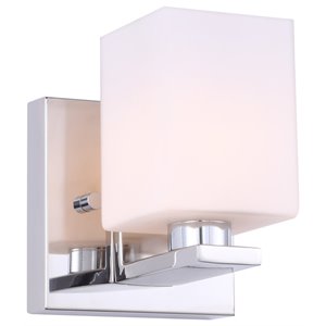woodbridge lighting claudia 1-light glass led bath/wall light in chrome/opal