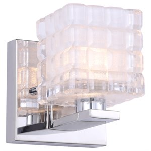 woodbridge lighting claudia 1-light glass led bath/wall light in chrome/frosted