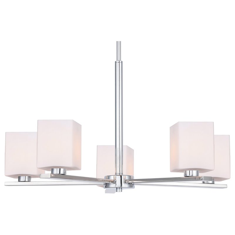 Woodbridge Lighting Claudia 5-Light Glass Chandelier in Chrome/Opal