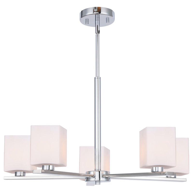 Woodbridge Lighting Claudia 5-Light Glass Chandelier in Chrome/Opal