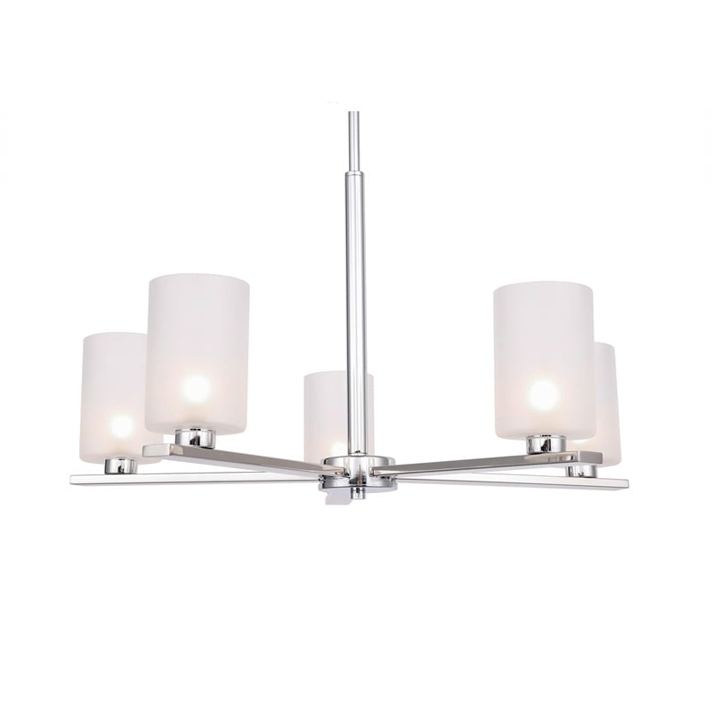Woodbridge Lighting Claudia 5-Light Glass Chandelier in Chrome/Sand Blasted