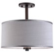 Woodbridge Lighting Drum 3-Light Fabric LED Semi-Flush Mount in Bronze/Gray