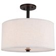 Woodbridge Lighting Drum 3-Light Fabric LED Semi-Flush Mount in Bronze/White
