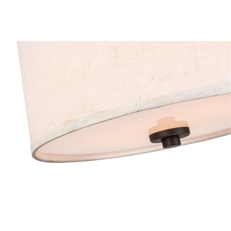 Woodbridge Lighting Drum 3-Light Fabric Pendant in Bronze/White