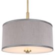 Woodbridge Lighting Drum 3-Light Fabric LED Pendant in Brass/Gray
