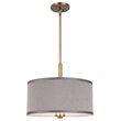 Woodbridge Lighting Drum 3-Light Fabric LED Pendant in Brass/Gray