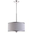 Woodbridge Lighting Drum 3-Light Fabric LED Pendant in Satin Nickel/Gray