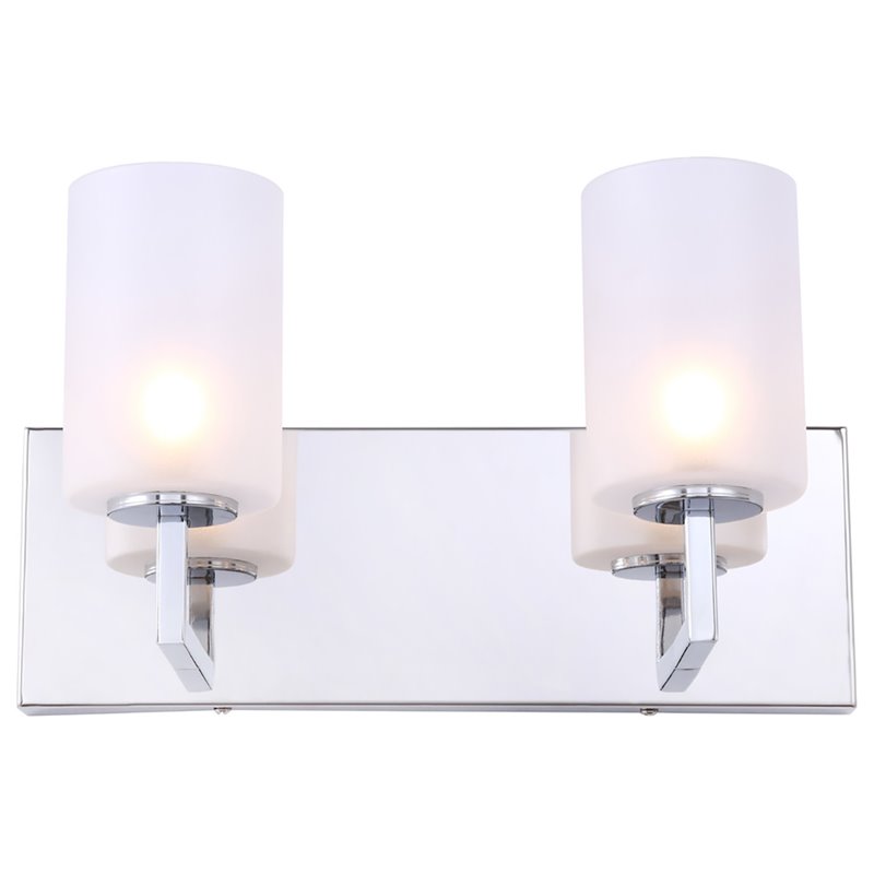 Woodbridge Lighting Elise 2-Light Glass Bath Light in Chrome/Opal Cylinder