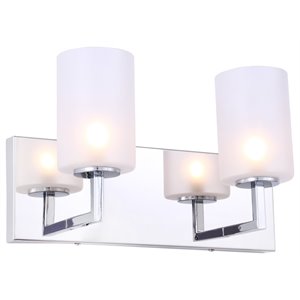 woodbridge lighting elise 2-light glass bath light in chrome/opal cylinder