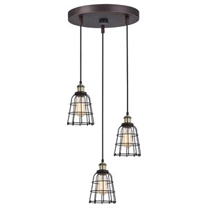 Woodbridge Lighting Fulton ST64 3-Light Metal Cluster Pendant in Bronze/Brass
