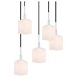 Woodbridge Lighting Langston 5-Light Glass Pendant in Chrome/Bronze/Opal