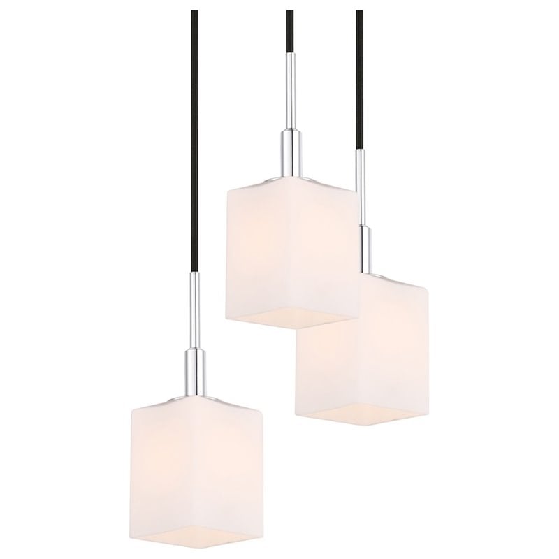 Woodbridge Lighting Langston 5-Light Glass Pendant in Chrome/Bronze/Opal