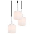 Woodbridge Lighting Langston 5-Light Glass Pendant in Chrome/Bronze/Opal