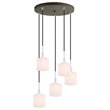 Woodbridge Lighting Langston 5-Light Glass Pendant in Chrome/Bronze/Opal