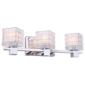 woodbridge lighting langston 3lt glass led bath light in chrome/crispy crystal