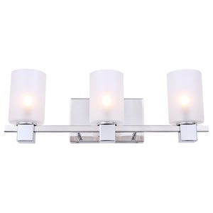 woodbridge lighting langston 3lt glass led bath light in chrome/opal cylinder