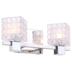 woodbridge lighting langston 2lt glass led bath light in chrome/crispy crystal