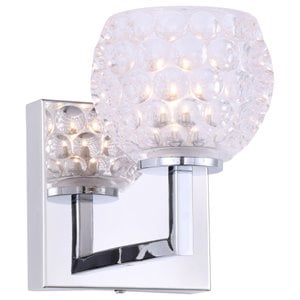 woodbridge lighting elise 1-light glass bath light in chrome/clear crystal