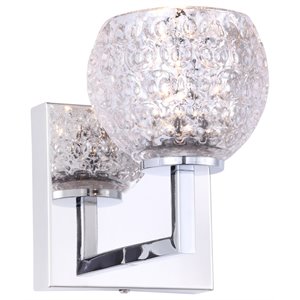 woodbridge lighting elise 1-light glass bath light in chrome/mercury crystal
