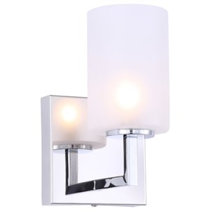 woodbridge lighting elise 1-light glass bath light in chrome/opal cylinder