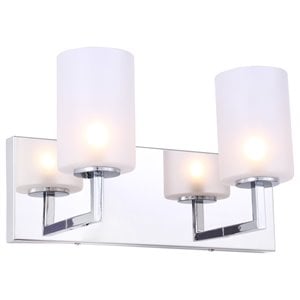woodbridge lighting elise 2-light glass led bath light in chrome/opal cylinder