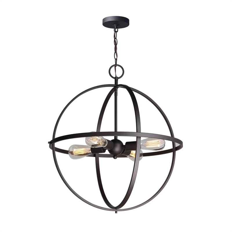 Woodbridge Lighting Gyro 4-Light Metal Chandelier in Satin Nickel