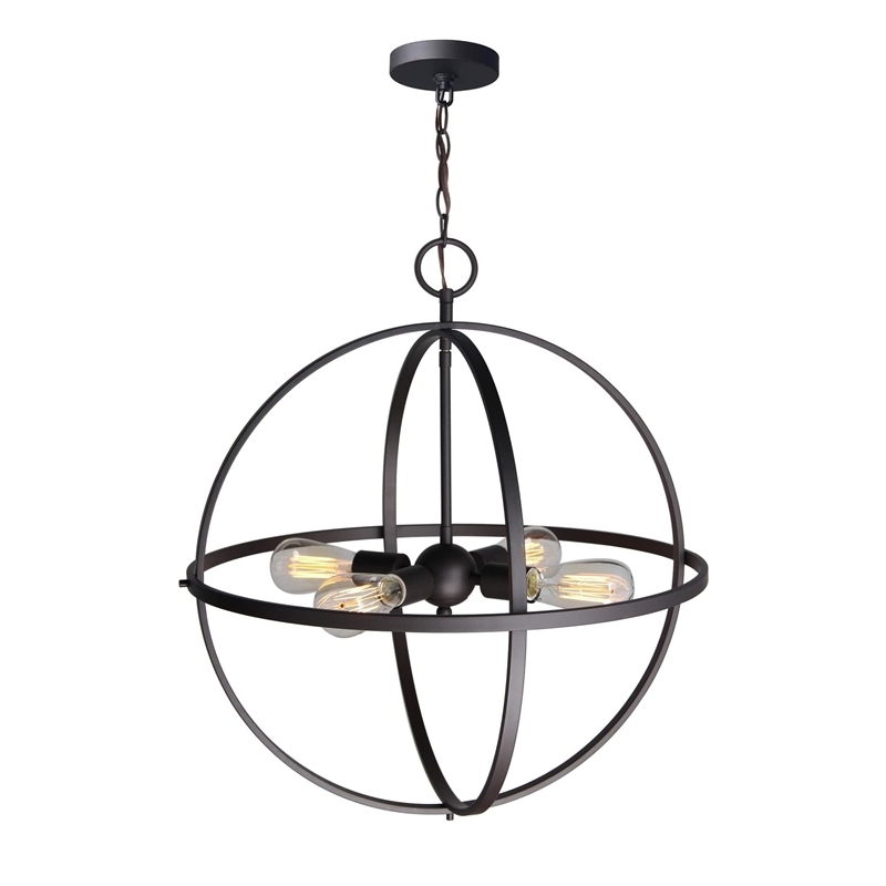 Woodbridge Lighting Gyro 4-Light Metal Chandelier in Satin Nickel