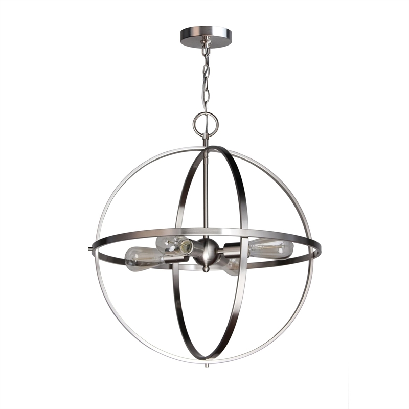Woodbridge Lighting Gyro 4-Light Metal Chandelier in Satin Nickel