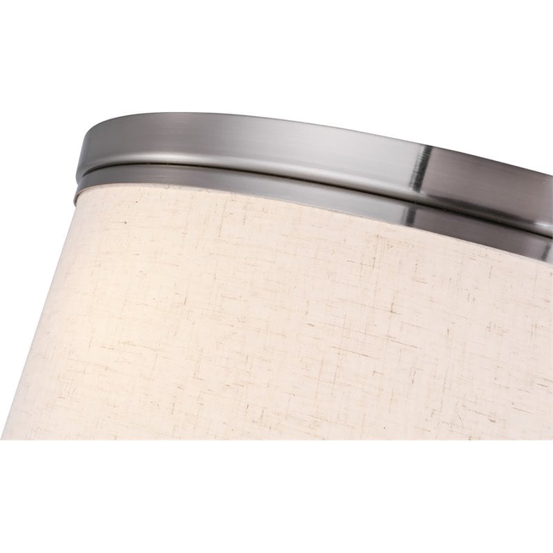 Woodbridge Lighting Hudson 3-Light Fabric Flush-Mount in Satin Nickel/Beige