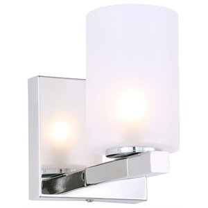 woodbridge lighting jewel 1lt glass bath light in chrome/sand blasted cylinder