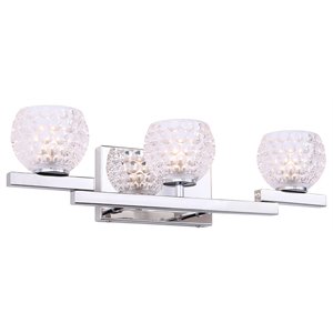 woodbridge lighting jewel 3-light glass bath light in chrome/crystal clear