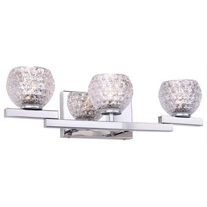 woodbridge lighting jewel 3-light glass bath light in chrome/crystal mercury
