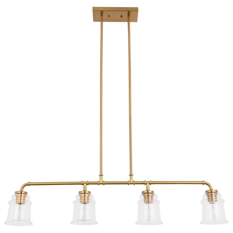 Woodbridge Lighting Elliot 4-Light Metal Linear Pendant in Brass