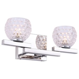 woodbridge lighting jewel 2-light glass bath light in chrome/crystal clear