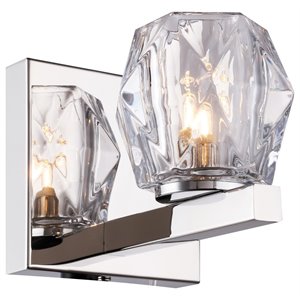 woodbridge lighting jewel 1lt glass led bath light in chrome/hexagonal crystal