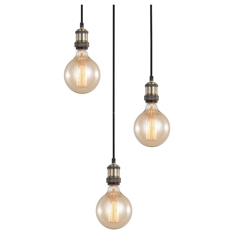 Woodbridge Lighting Fulton G125 3-Light Metal Cluster Pendant in Bronze/Brass