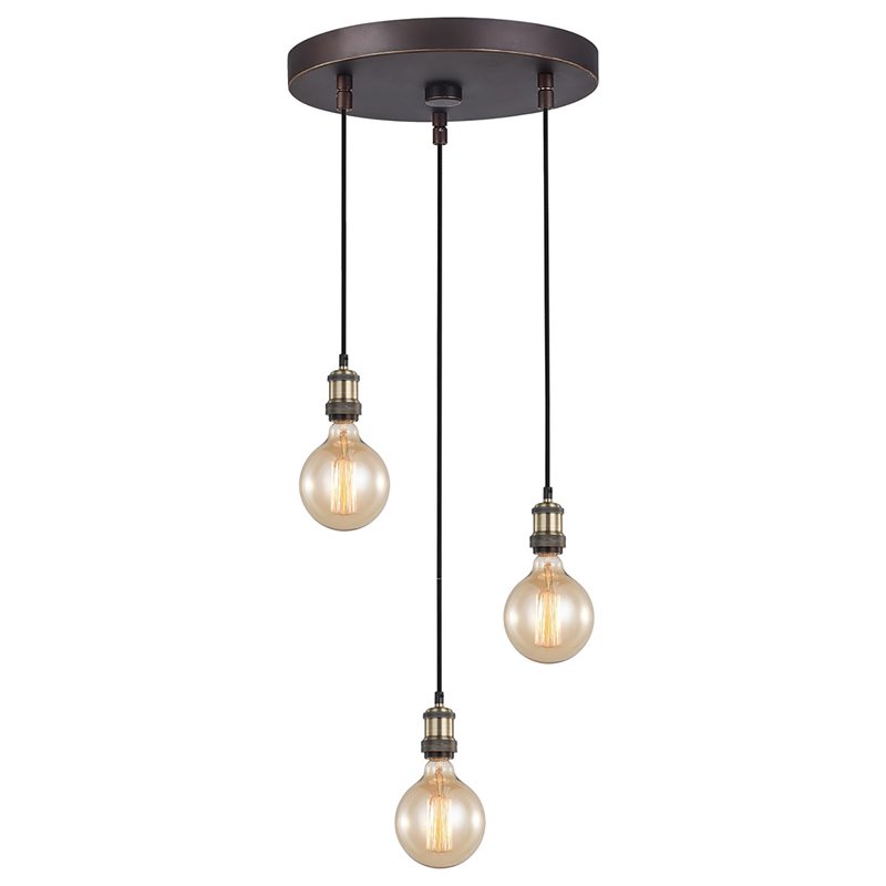 Woodbridge Lighting Fulton G125 3-Light Metal Cluster Pendant in Bronze/Brass