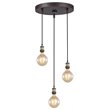 Woodbridge Lighting Fulton G125 3-Light Metal Cluster Pendant in Bronze/Brass