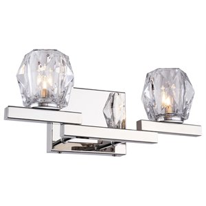 woodbridge lighting jewel 2lt glass led bath light in chrome/hexagonal crystal