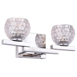 woodbridge lighting jewel 2lt glass led bath light in chrome/crystal mercury
