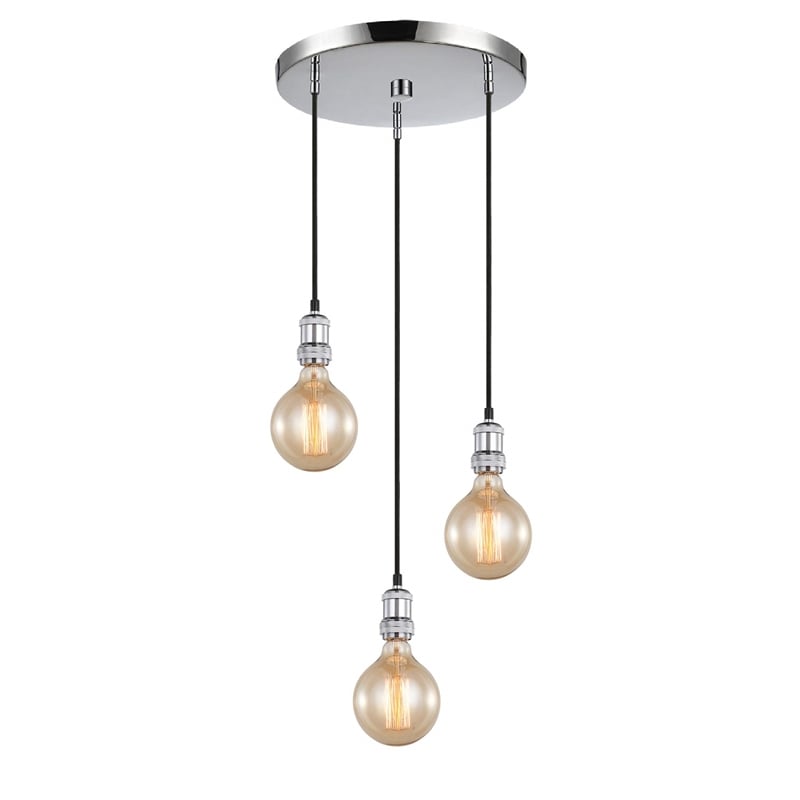 Woodbridge Lighting Fulton G125 3-Light Metal Cluster Pendant in Chrome