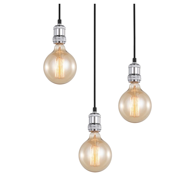 Woodbridge Lighting Fulton G125 3-Light Metal Cluster Pendant in Chrome/Bronze