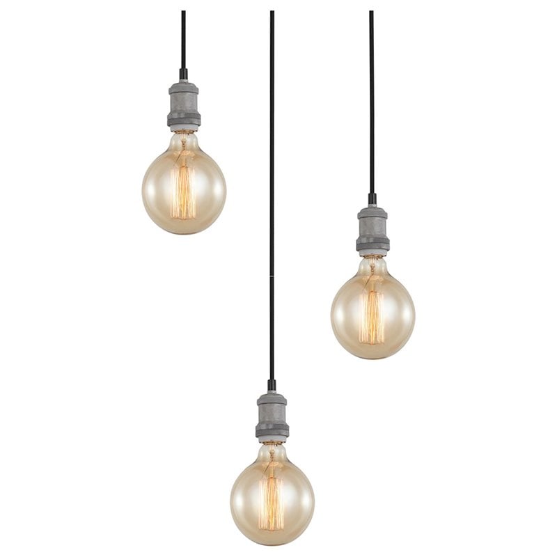 Woodbridge Lighting Fulton G125 3-Light Metal Cluster Pendant in Gray/Bronze