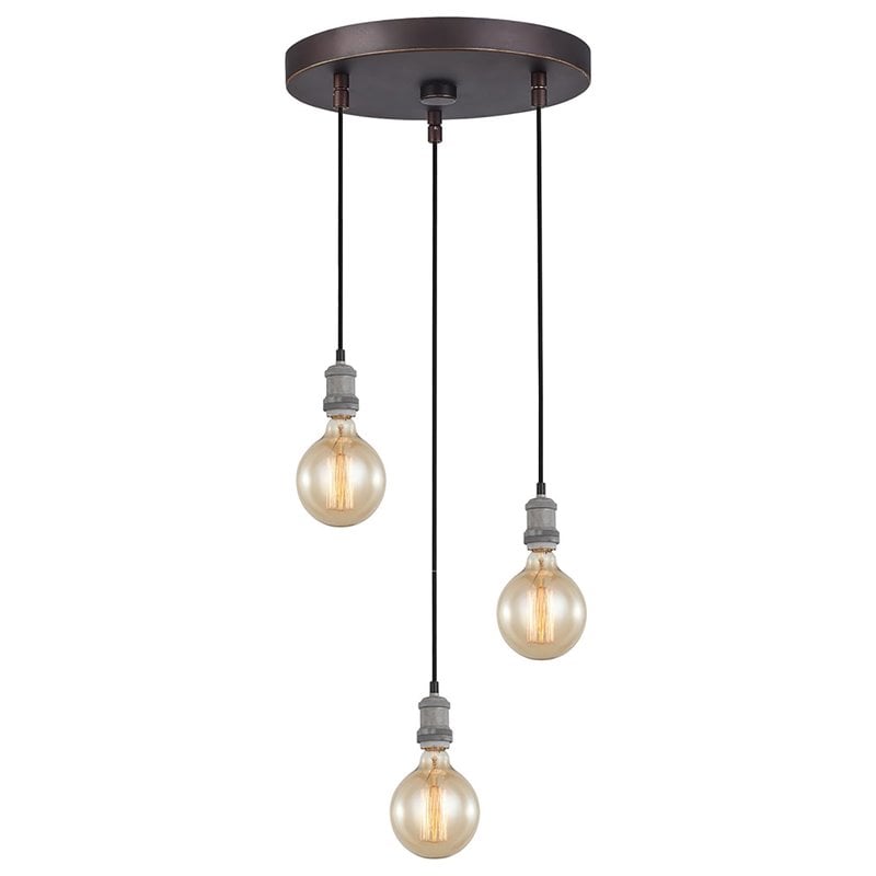 Woodbridge Lighting Fulton G125 3-Light Metal Cluster Pendant in Gray/Bronze
