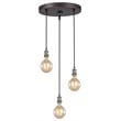 Woodbridge Lighting Fulton G125 3-Light Metal Cluster Pendant in Gray/Bronze