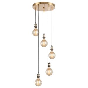 Woodbridge Lighting Fulton G125 5-Light Metal Cluster Pendant in Antique Brass
