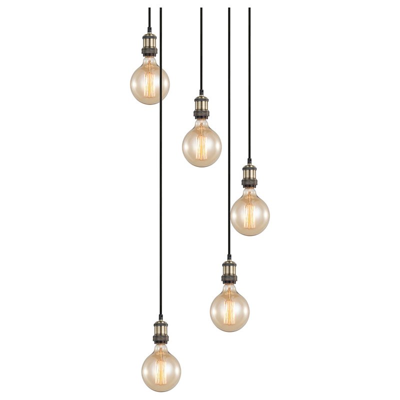 Woodbridge Lighting Fulton G125 5-Light Metal Cluster Pendant in Bronze/Brass