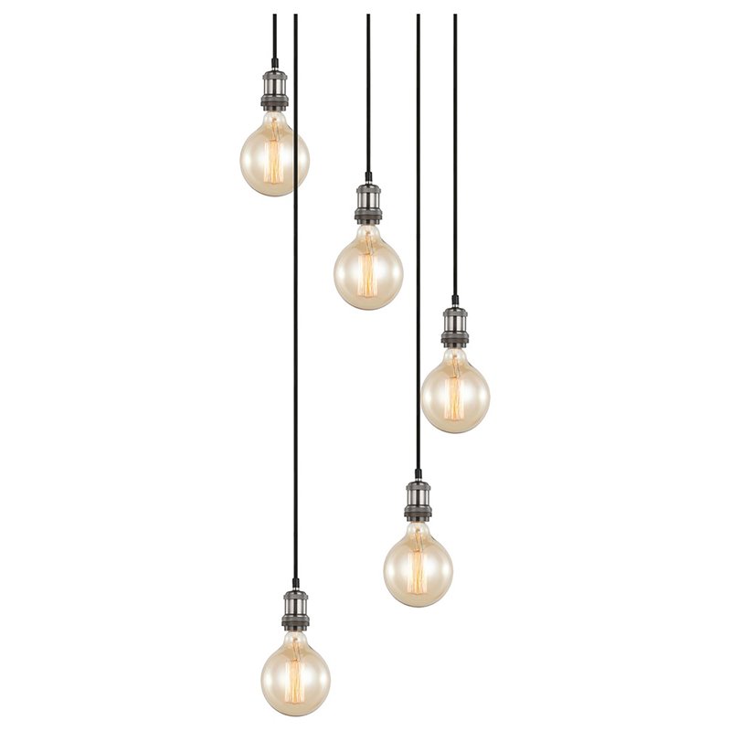 Woodbridge Lighting Fulton G125 5-Light Metal Cluster Pendant in Antique Nickel