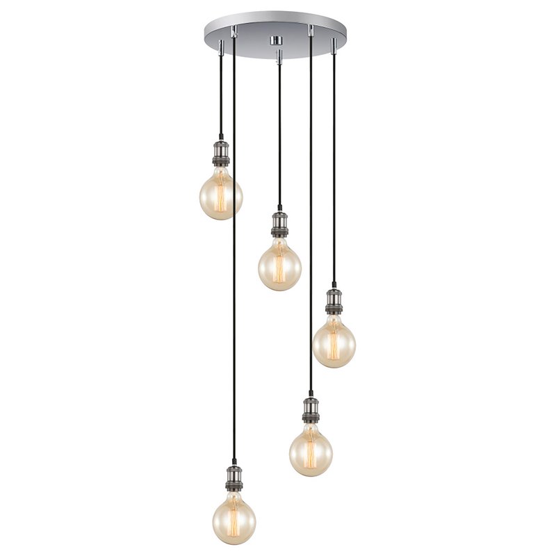 Woodbridge Lighting Fulton G125 5-Light Metal Cluster Pendant in Antique Nickel