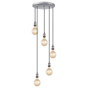 Woodbridge Lighting Fulton G125 5-Light Metal Cluster Pendant in Antique Nickel